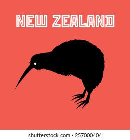 Graphic color symbol of New Zealand Kiwi bird 