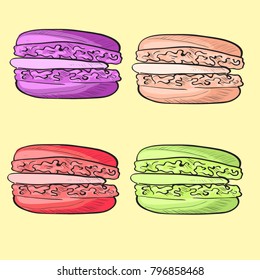 graphic colorful macarons vector set