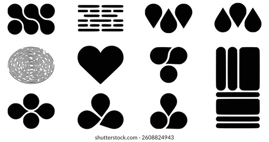 Graphic Compilation Of Various Black Geometric Abstract Shapes And Modern Elements