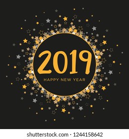 
Graphic composition, circle with stars, happy new year 2019
ideal for greeting cards and decorations