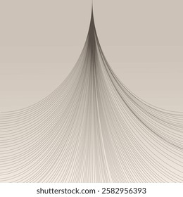 A graphic composition with curved lines smoothly converging at the top. Clean monochrome, subtle gradient, and geometric precision. Minimalism and modern style. Vector illustration.