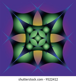 Graphic composition with use of stars, balls, shades on  blue background with  gradient.