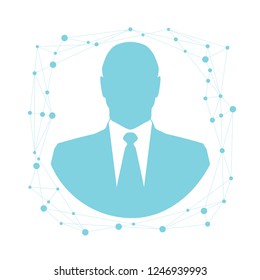 Graphic concept of social networking in web project. Abstract businessman vector icon, avatar symbol. Blue pictogram isolated on white background for your design.