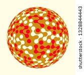 graphic connected dots sphere in red and gold shades
