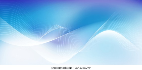 A graphic consisting of curves and subtle waves moving on a gradient background from light blue to dark blue, giving a sense of movement and visual depth.