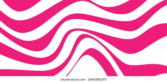 The graphic consists of curved lines that are wavy and layered horizontally. The line colors are bright pink and white, which create a sense of movement and liveliness in the image.