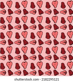 Graphic contour pattern with pink chompoo apple. Vector image for scrapbooking, packaging, design