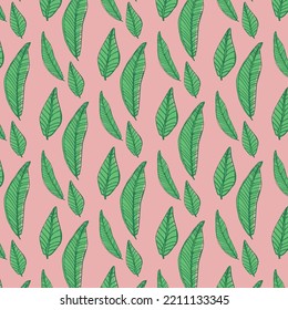 A graphic contour pattern with plant leaves on a monochrome background. Vector image for invitations, chancery, textiles and invitations