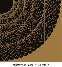 graphic corner ornament with arcs web in black gold