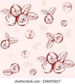 Graphic cranberry seamless pattern on pink background