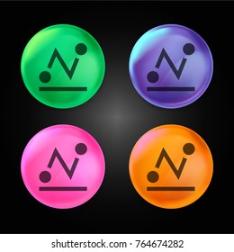 Graphic crystal ball design icon in green - blue - pink and orange.
