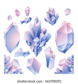 Hand Drawn Watercolor Crystals Pastel Colors Stock Illustration ...