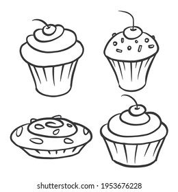 graphic cupcake in doodle style