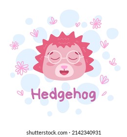 Graphic cute beast. Animals in the form of a mammal hedgehog for print, postcards, textiles, child development. Flat vector echidna