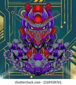 Robot gráfico de cyborg robot vector, perfecto para el diseño de camisetas, pegatinas, mercadería, etc.