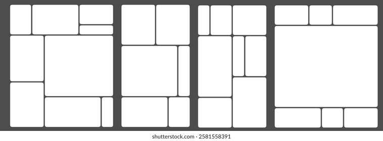 Graphic dashboard for tech product presentation template. Bricks for photo, numbers data, app chart, mosaic plan layout. Website slide grid ui frames in trendy bento gallery view. Branding portfolio