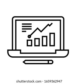 Ícone de linha de dados gráfico, sinal de conceito, ilustração vetorial de contorno, símbolo linear.