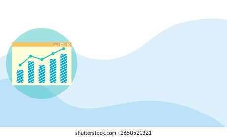 Os dados gráficos da tela estão aumentando constantemente, continuando a lucrar e a progredir bem. Plano de fundo com espaço para texto. Ilustrações vetoriais em estilo de design plano