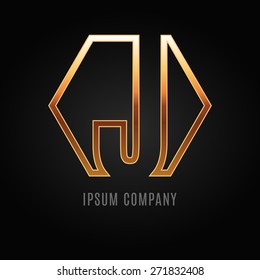 Graphic decorative design alphabet. Letter J.