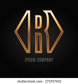 Graphic decorative design alphabet. Letter R.