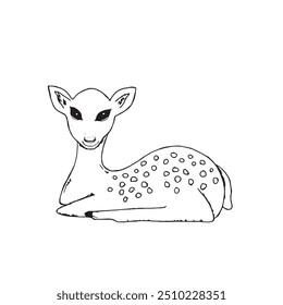 Graphic deer. Hand draws graphic illustrations on a white background. Graphic deer for design