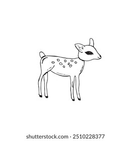 Graphic deer. Hand draws graphic illustrations on a white background. Graphic deer for design