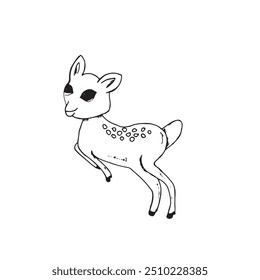 Graphic deer. Hand draws graphic illustrations on a white background. Graphic deer for design