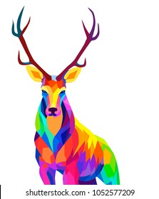 graphic deer, multicolor
