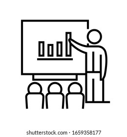 Graphic demonstration line icon, concept sign, outline vector illustration, linear symbol.