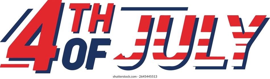 A graphic depicting '4th of July' in red and blue, suitable for Independence Day celebrations. The text uses a stylized font with stripes reminiscent of the American flag.