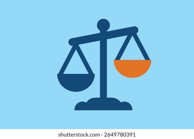Graphic depiction of a justice scale with one side lower than the other, representing law and equity.