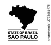 A graphic depiction of the state of s o paulo brazil presented in stark black silhouette
