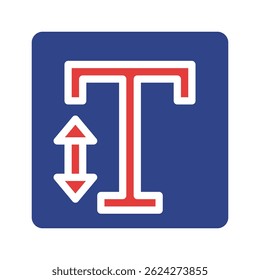 Graphic depiction of text adjustment with a prominent red 'T' inside a blue square