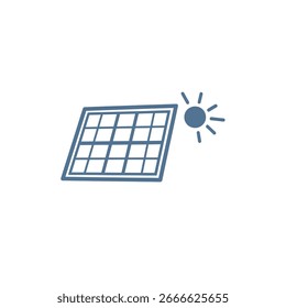 A graphic depicts a solar panel and the sun, symbolizing renewable energy.