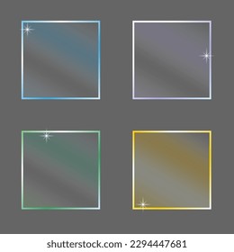 Graphic design 3d icon set. Gradient color. Realistic glassmorphism matte plexiglass shape. Vector illustration.