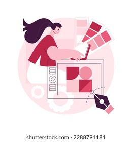 Graphic design abstract concept vector illustration. Design studio, graphic designer, hire online, landing web page, UI, menu element, freelance illustrator, creative service abstract metaphor.