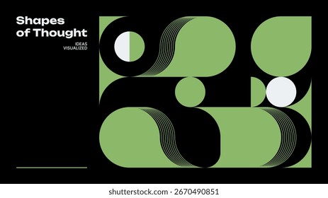 Graphic design with abstract geometric shapes on black background. Modern pattern illustration for creative banner print vector.