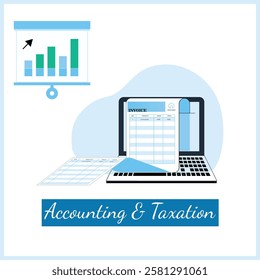 Graphic design of Accounting and Taxation analytics concept for online Tax system 