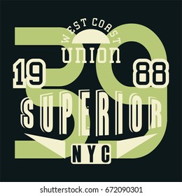 graphic design alphabet, numbers and typography for shirt and print