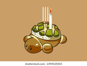 Graphic design animal Krathong, bread, Bakery bread material. Loy Krathong festival in Thailand.