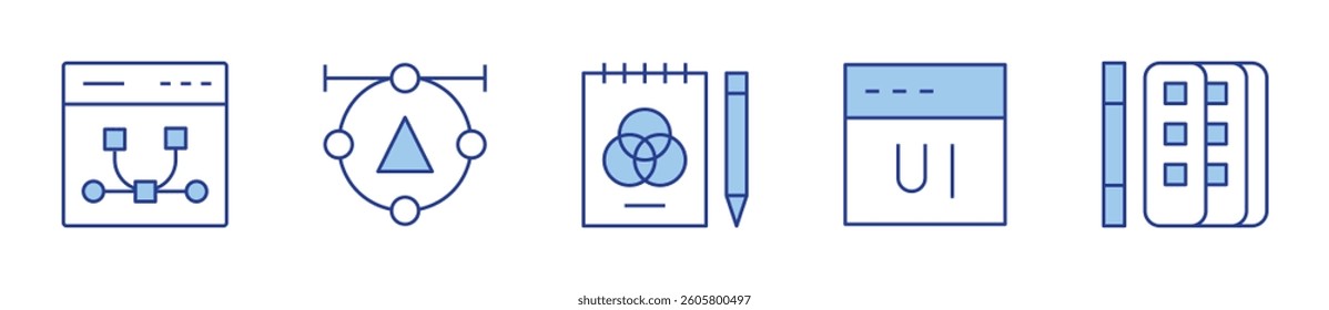 graphic design, art and design, ui design, vector. Design Icon vector illustration. Line Duotone style. Editable stroke.