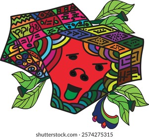 graphic design artwork illustration, irregular face image with combined colors