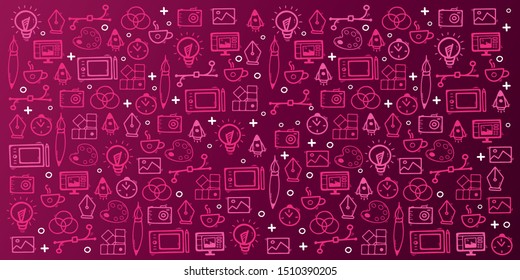Graphic Design Background with hand draw doodle elements