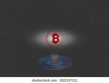 Icono de diseño gráfico bitcoin en el concepto 3d láser rojo para el negocio de la criptodivisa, Eps 10 vector