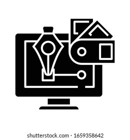 Graphic design black icon, concept illustration, vector flat symbol, glyph sign.