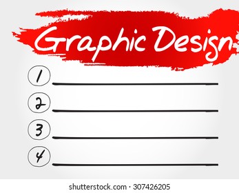 Graphic Design blank list, business concept