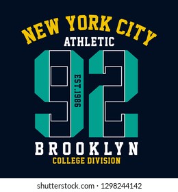 graphic design brooklyn for shirt and print  other uses - Vector illustration