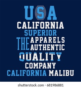 graphic design CALIFORNIA for shirt and print