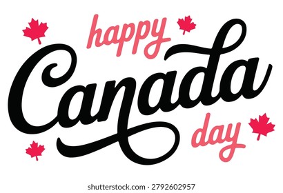 Graphic design celebrating Canada Day with maple leaves