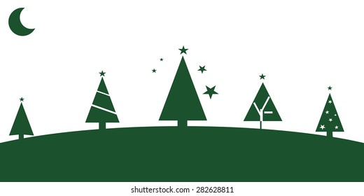 Graphic design - Christmas tree with star, green